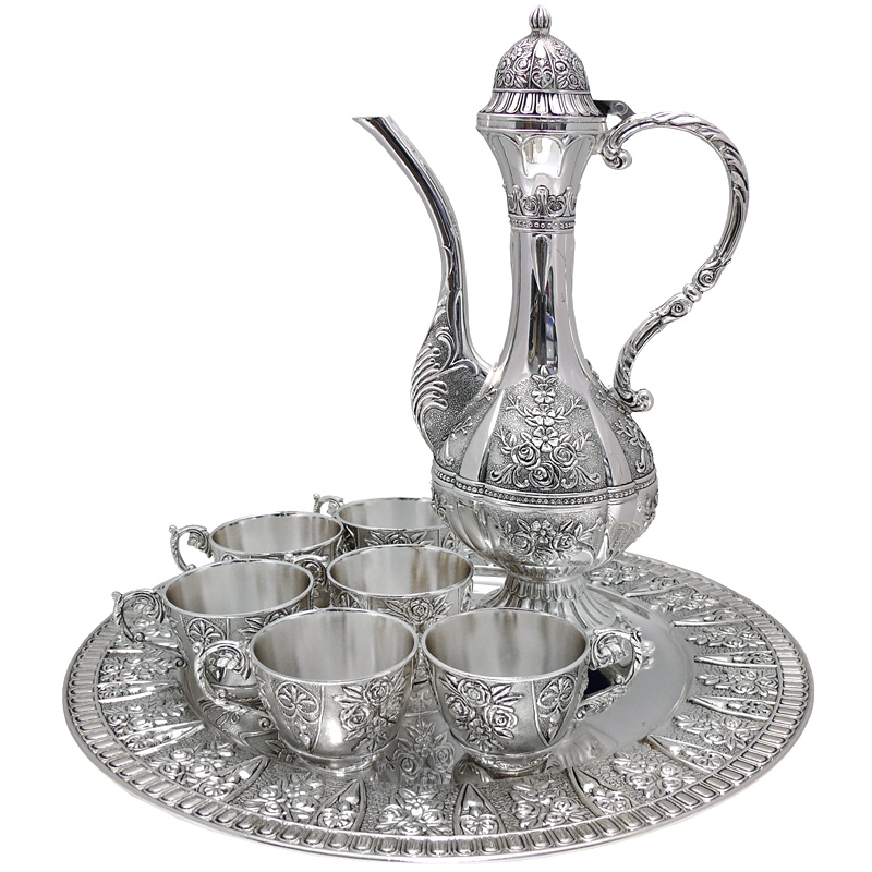

Набор подарочный кувшин и чашки на подносе Silver roses Sabefet T-SS33041