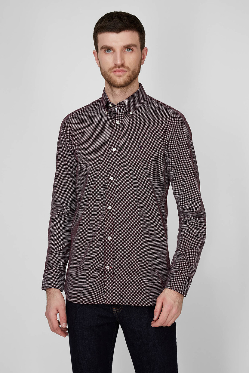 

Мужская бордовая рубашка с узором SLIM MICRO Tommy Hilfiger L MW0MW15046