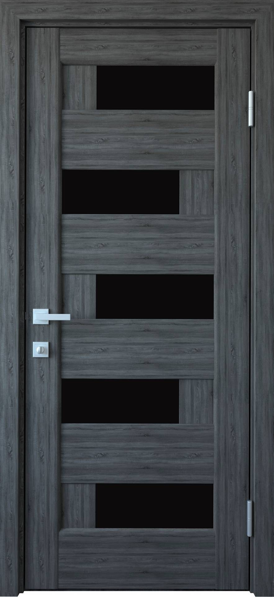 

Двери межкомнатные Новый Стиль Пиана-blk-Grey-New-1 черное стекло 600*2000