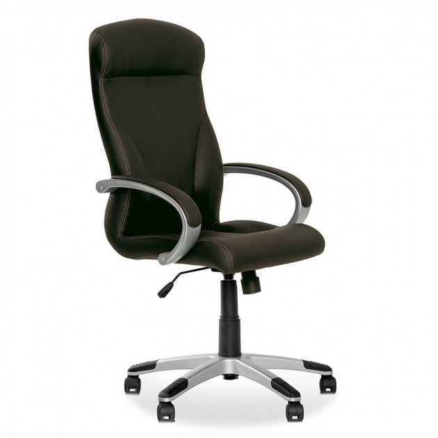 

Офисное кресло для кабинета RIGA PL35 механизм Tilt, пластиковая база, подлокотники с обитыми накладками, обивка экокожа ECO 30 Новый стиль Черный