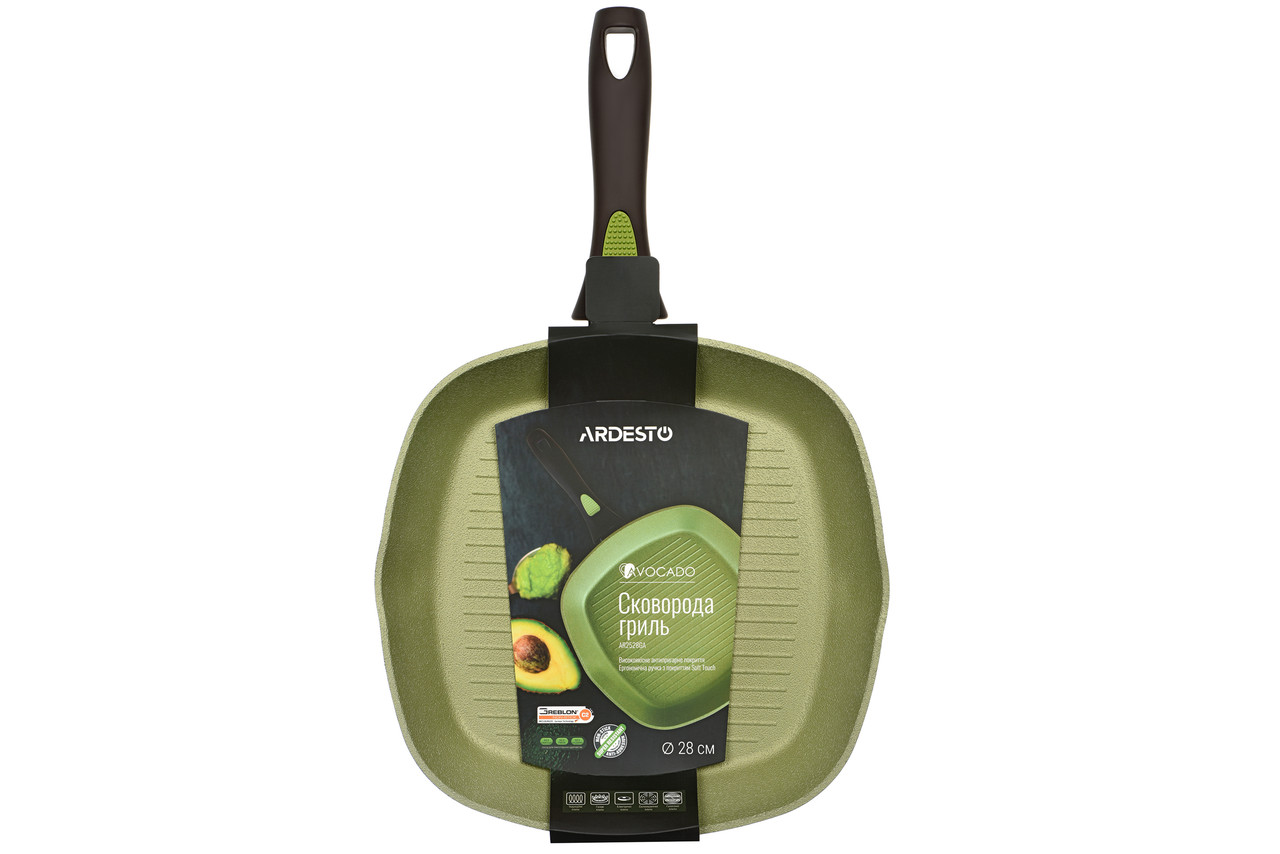 

Сковорода гриль Ardesto Avocado 28 см, зеленый, алюминий