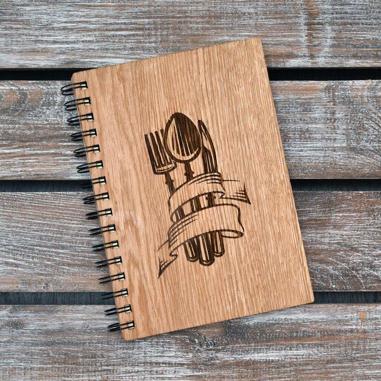 

Блокнот А5 с деревянной обложкой. My kitchen my rules. (А00627)