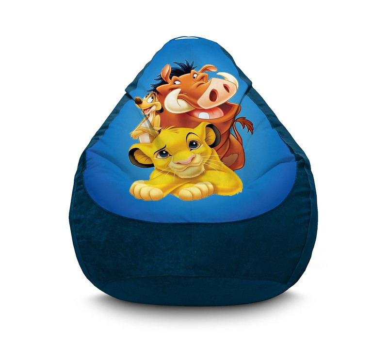 

Кресло мешок iPuff "Lion King. Simba. Timon and Pumbaa Blue" Флок XXXL (100х135 см) Синий