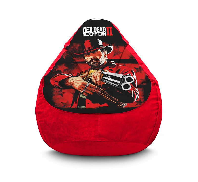 

Кресло мешок iPuff "RDR 2. Arthur Morgan and gun" Флок XL (80x110 см) Красный