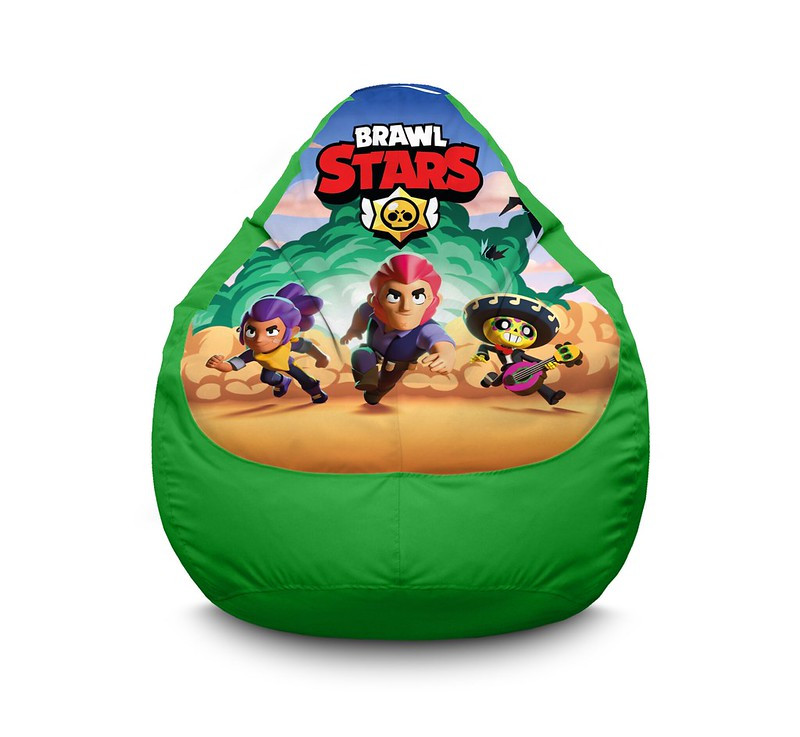 

Кресло мешок iPuff "Brawl Stars. Characters Green" Оксфорд XL (80x110 см) Зелёный
