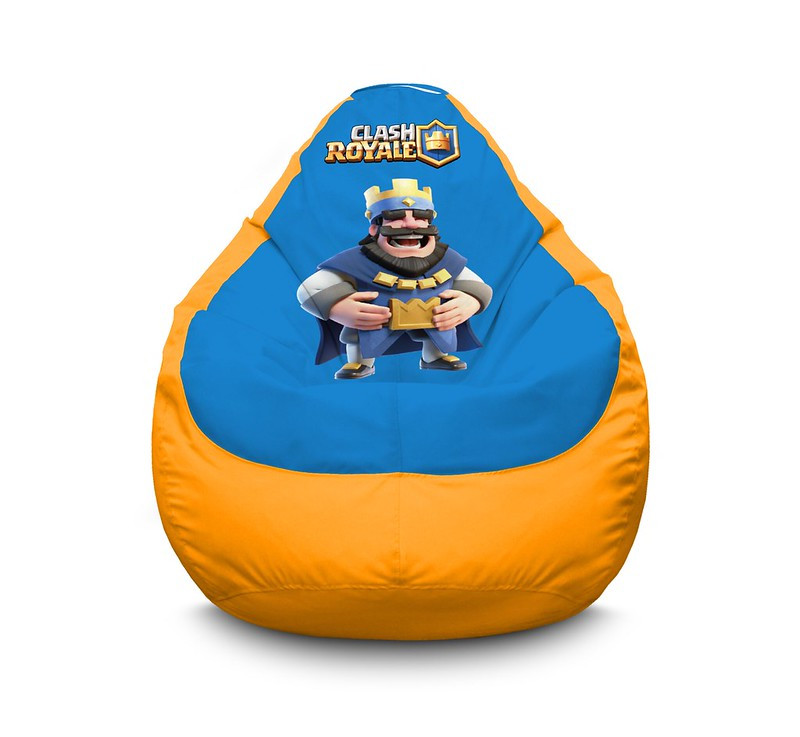 

Кресло мешок iPuff "Clash Royale. Happy king" Оксфорд XXL (90х125 см) Желтый
