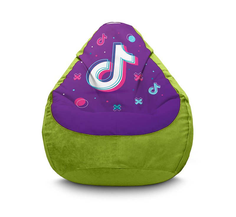 

Кресло мешок iPuff "Tik Tok. Big logo. Green" Флок XXL (90х125 см) Салатовый