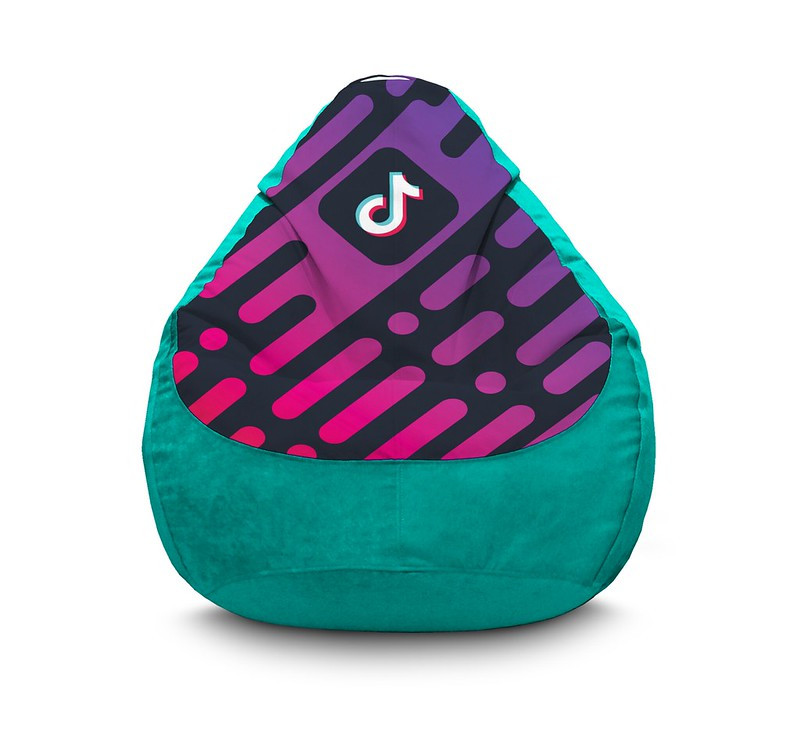 

Кресло мешок iPuff "Tik Tok. Diagonal background. Light Blue" Флок XXL (90х125 см) Бирюзовый