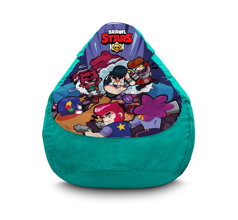 

Кресло мешок iPuff "Brawl Stars. Epic battle Light blue" Флок XXXL (100х135 см) Бирюзовый