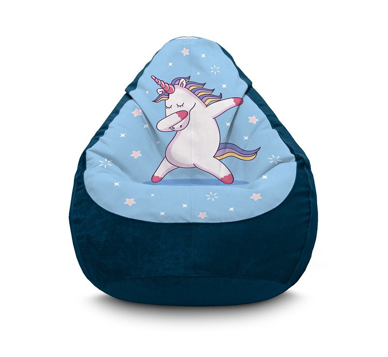 

Кресло мешок iPuff "Dance unicorn" Флок XXL (90х125 см) Синий