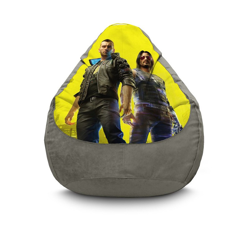 

Кресло мешок iPuff "Cyberpunk 2077. V and Johnny" Флок XXXL (100х135 см) Серый