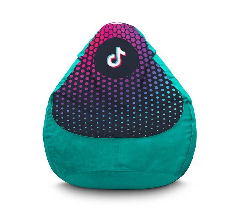 

Кресло мешок iPuff "Tik Tok. Halftone gradient. Light blue" Флок XXL (90х125 см) Бирюзовый