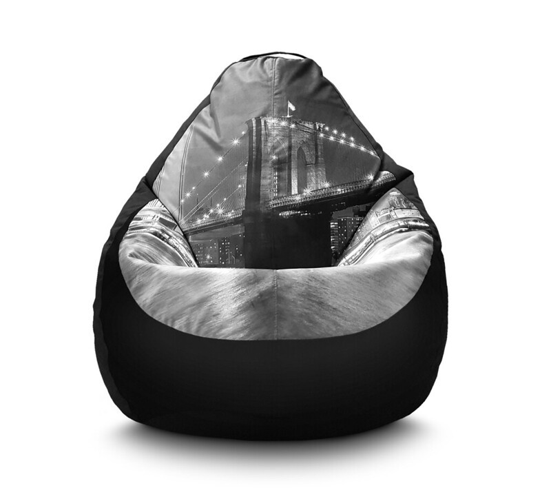 

Кресло груша iPuff "Бруклинский мост" Флок XL (80x110 см) Черный