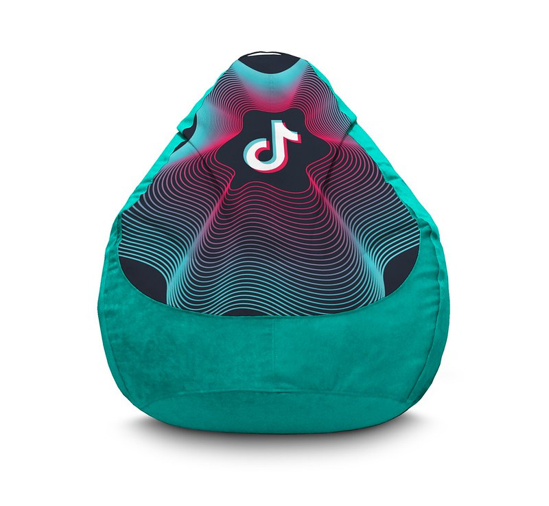 

Кресло мешок iPuff "Tik Tok. Abstract waves. Light blue" Флок XXL (90х125 см) Бирюзовый