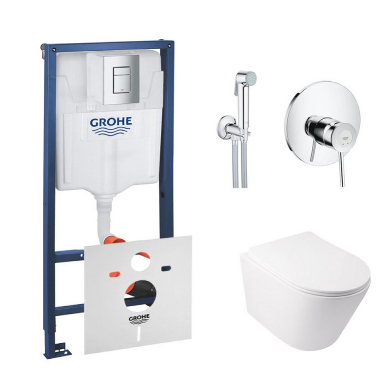 

Комплект инсталляция Grohe Rapid SL 38772001 и унитаз с сиденьем Qtap Swan QT16335178W + набор для гигиенического душа со смесителем Grohe BauClassic 2904800S (SD00038278)
