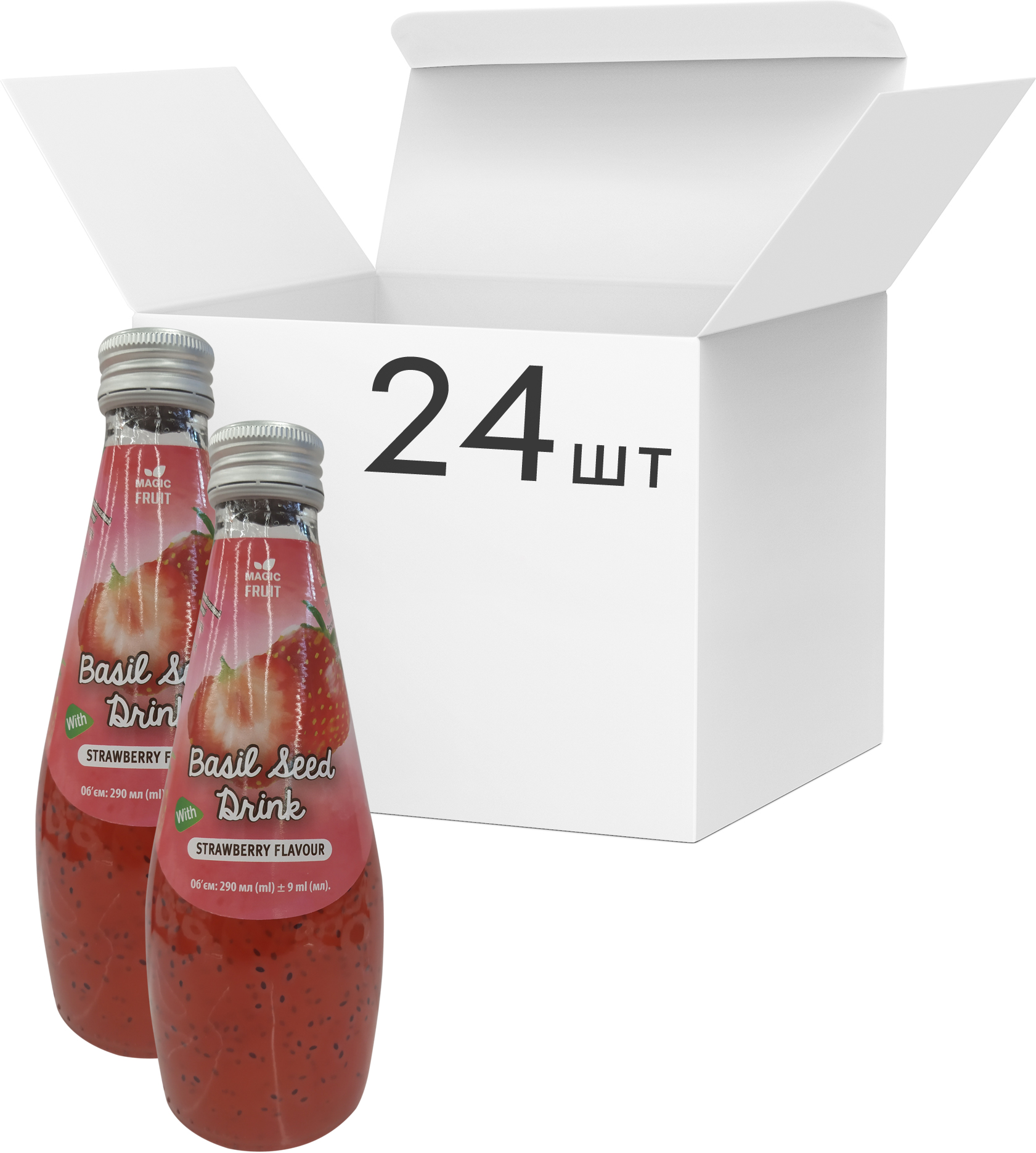 Акція на Упаковка напитка Magic Fruit Вкус клубники с семенами базилика 0.29 л х 24 бутылки (8859022407524) від Rozetka UA