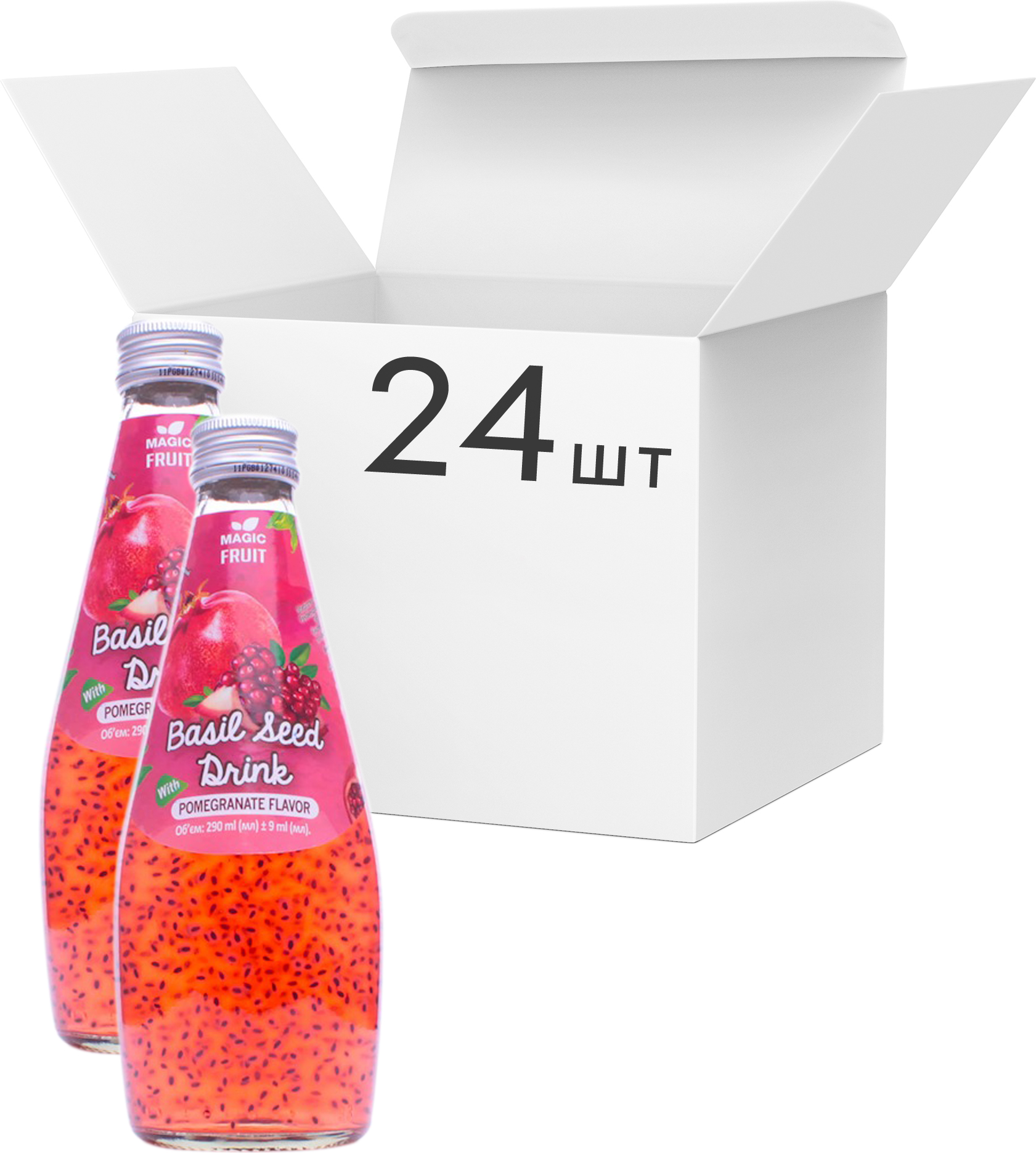 Акція на Упаковка напитка Magic Fruit Вкус граната с семенами базилика 0.29 л х 24 бутылки (8859022406015) від Rozetka UA