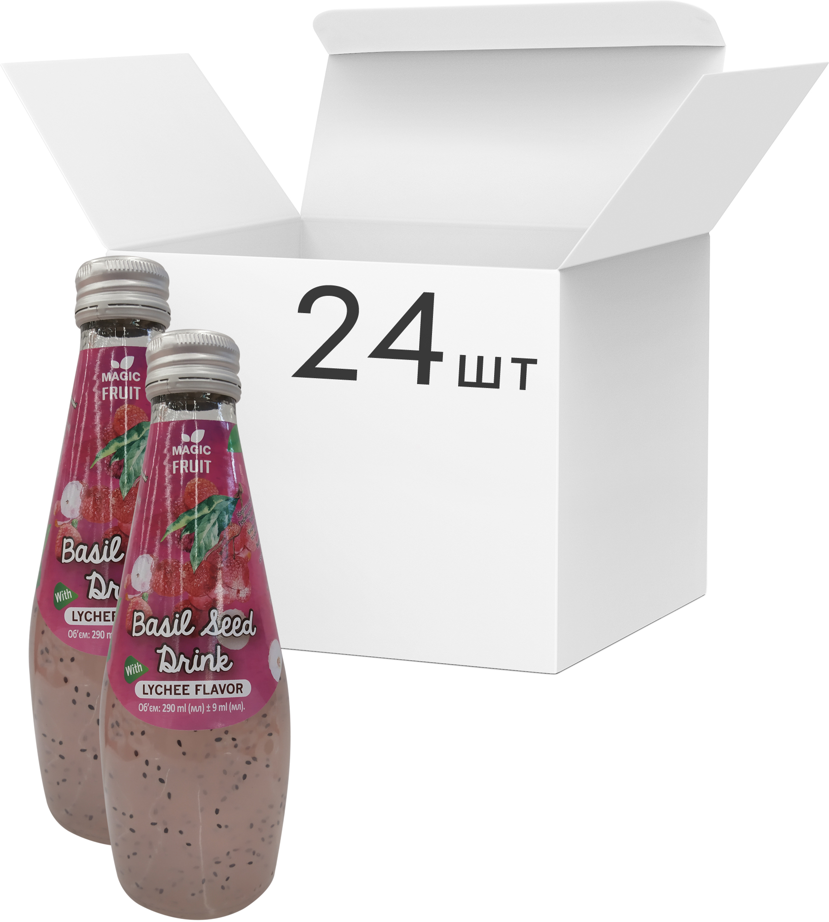 Акція на Упаковка напитка Magic Fruit Вкус личи с семенами базилика 0.29 л х 24 бутылки (8859022406022) від Rozetka UA