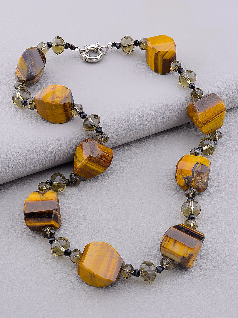 

Бусы Sunstones Тигровый глаз, Чешский хрусталь 48 см. 053439
