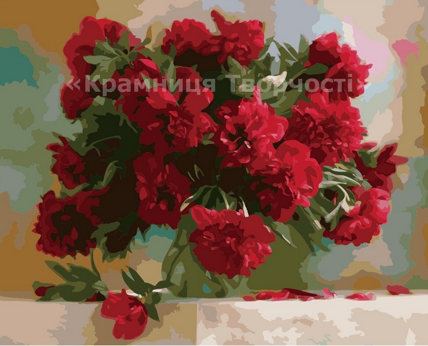 

Картина по номерам без коробки Красные пионы, 40х50см (КНО1133) (0079-1247)