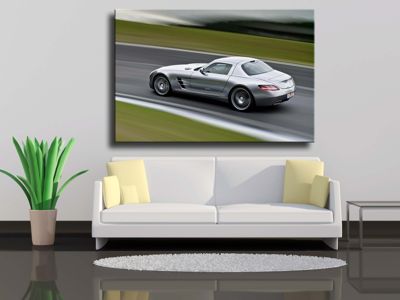 

Картины на холсте Серый Mercedes- Benz SLS 75х50