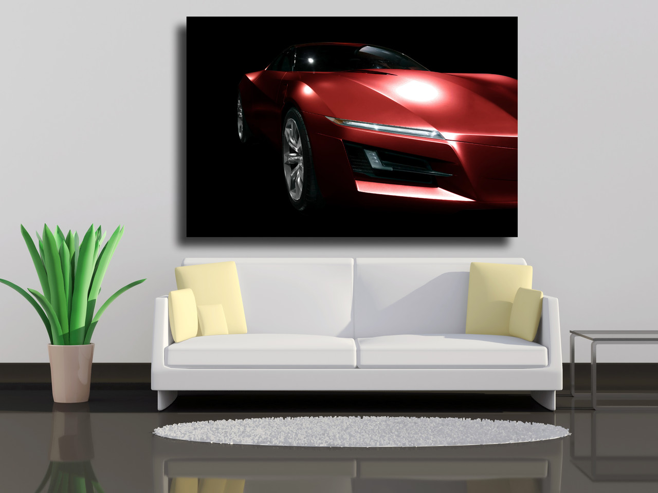 

Картины на холсте Красный спортивный автомобиль на черном фоне 120х80
