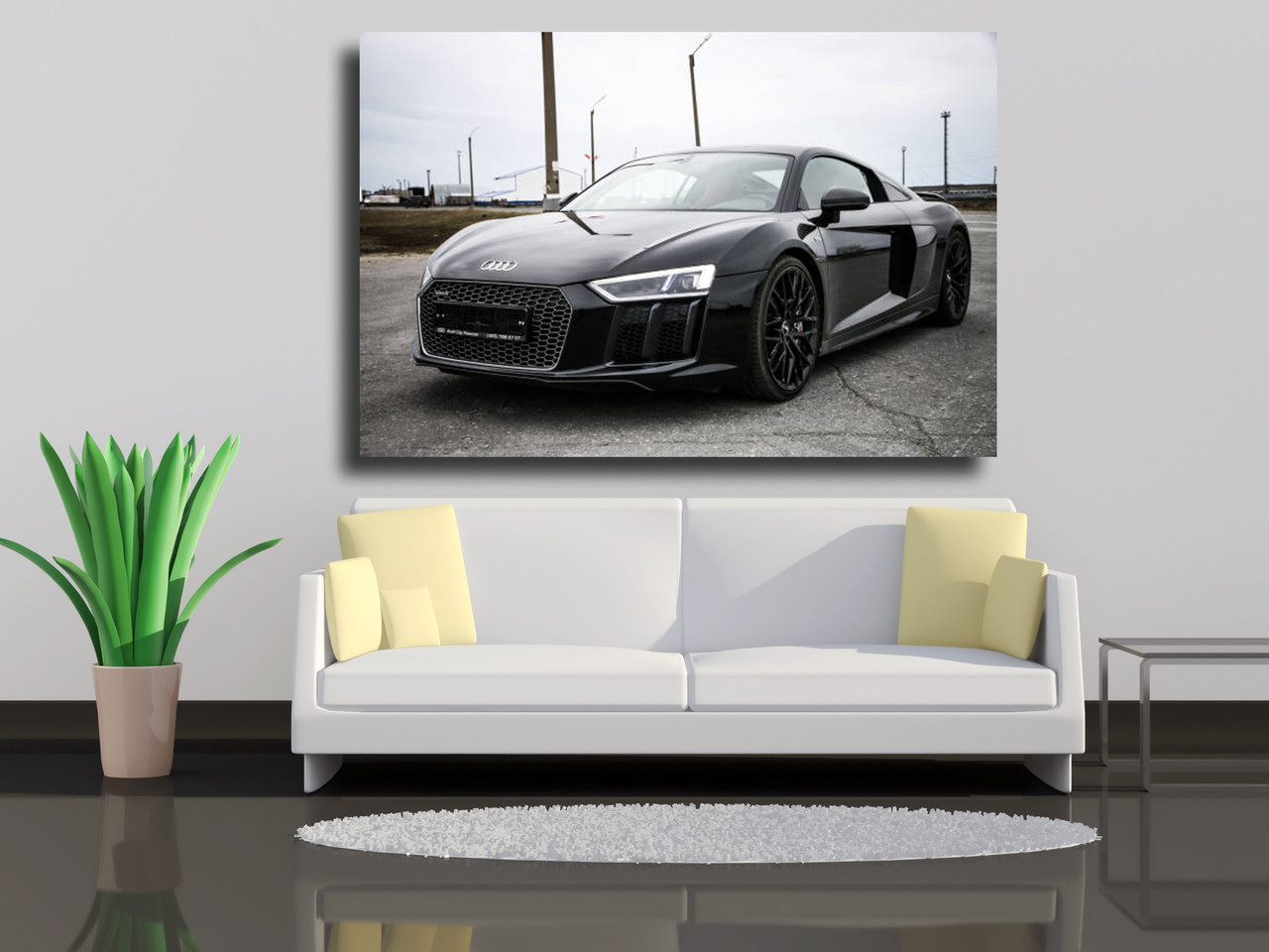 

Картины на холсте Черный спортивный автомобиль Audi R8 75х50