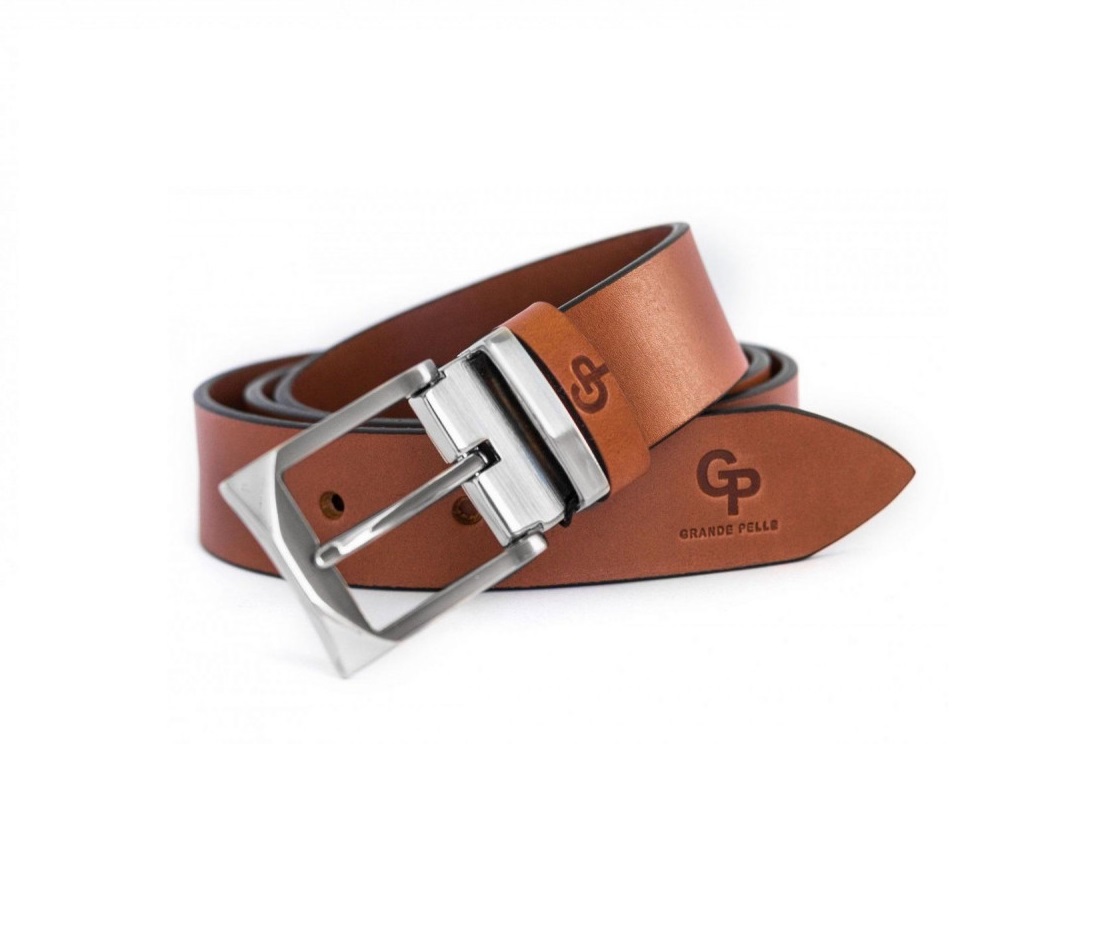 

Шкіряний чоловічий ремінь Grande Pelle 1005ab коричневий