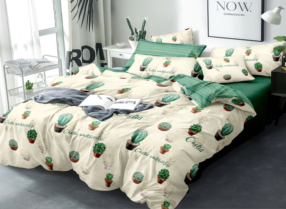 

Комплект постельного белья Кактусы Krispol двуспальный Ранфорс 180*220(520.8819289.2)