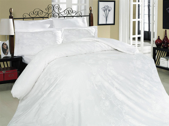 

Постельное белье Altinbasak сатин люкс Sehrazad beyaz 160x220-2 шт семейное