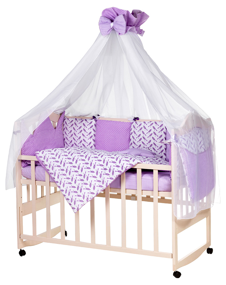 

Детская постель Babyroom Bortiki lux-08 bird сиреневый - белый. 33378