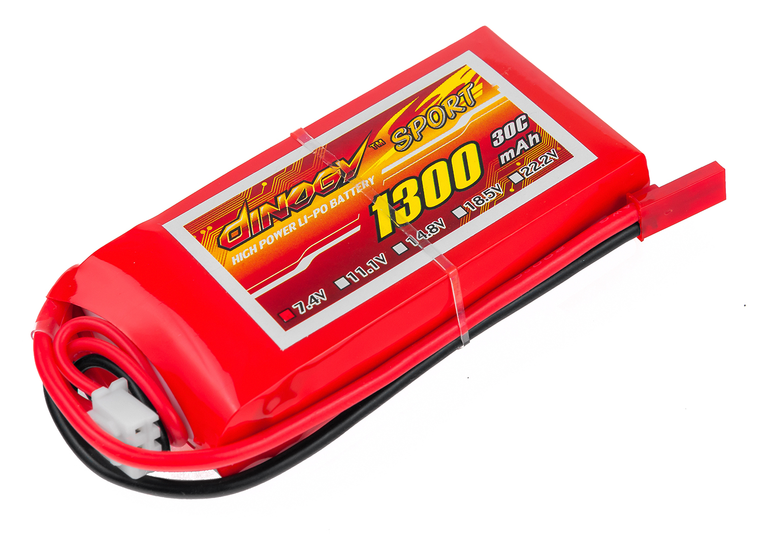 

Аккумулятор полимерно-литиевый Dinogy Li-Pol 1300mAh 7.4V 2S 30C 17x35x73мм JST 29761