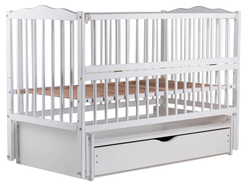 

Кровать Babyroom Веселка маятник, ящик, откидной бок DVMYO-3 бук белый. 34045