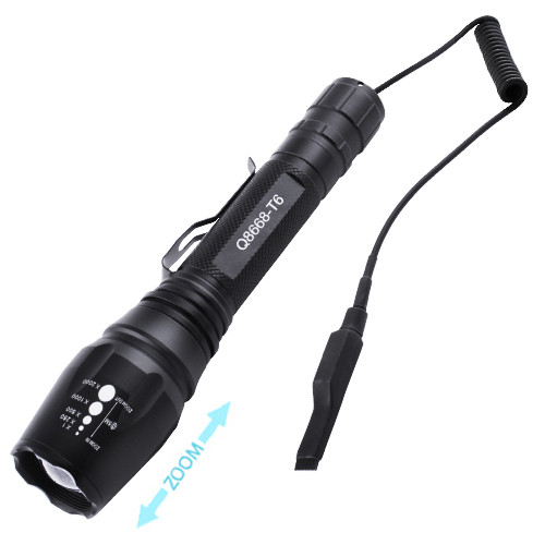 

Фонарь Police Q8668-T6, под ружье, вынос. кнопка, ЗУ 220V, 2x18650, zoom, Box. 32348
