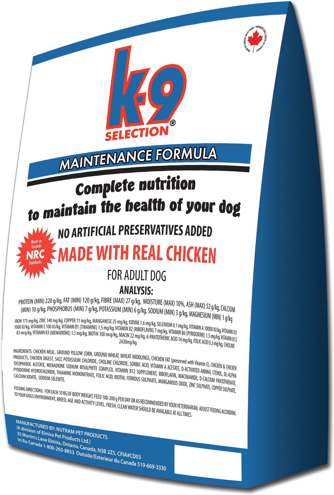 

Сухой корм K-9 Selection Maintenance Formula для собак средних пород 20 кг