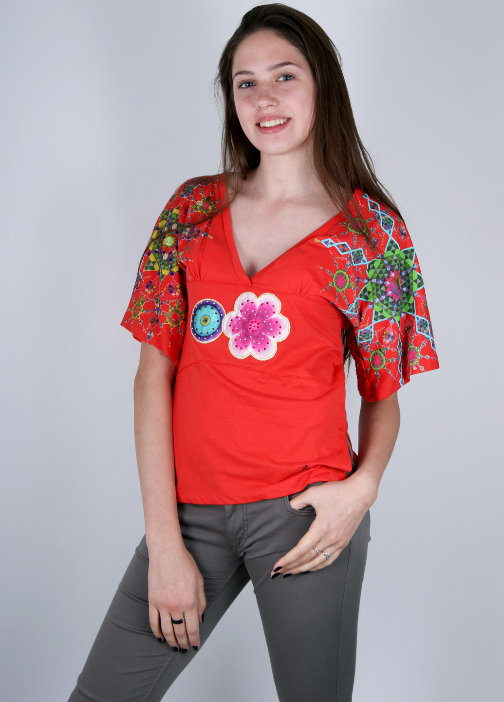 

Футболка Desigual 61T26P6 М червоний комб.