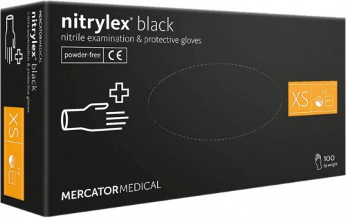 

Рукавички Nitrylex basic black медичні нестерильні нітрилові без пудри Розмір XS 100шт в упаковці Чорні