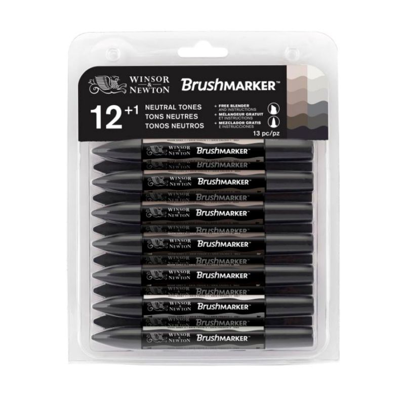 

Набор маркеров Brushmarker Winsor&Newton 12шт. Серые оттенки