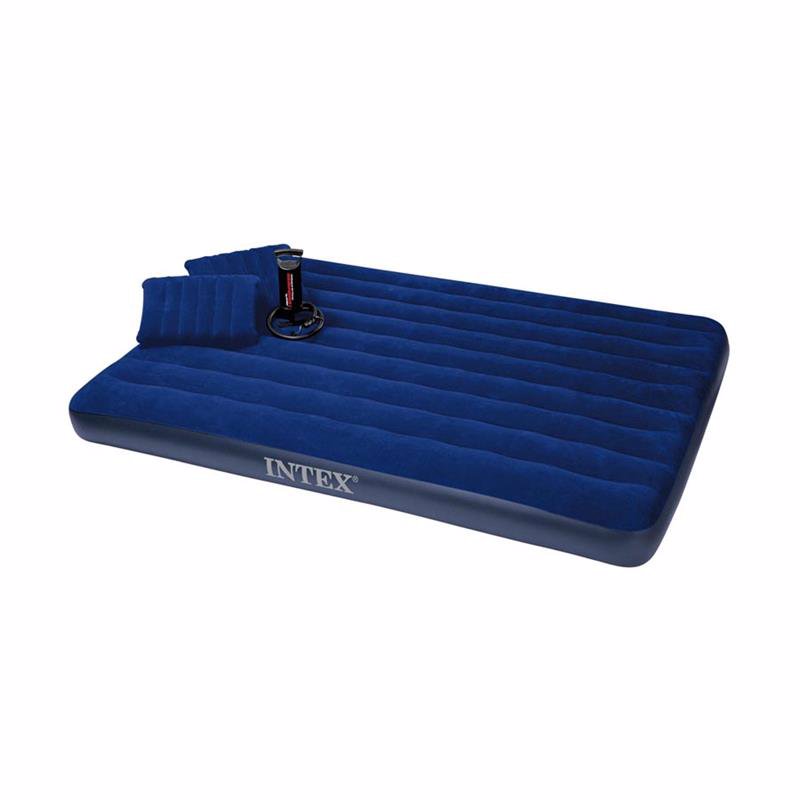 

Двуспальный надувной матрас Intex 68765 (152 х 203 x 22 см) Classic Downy + Ручной насос и 2 надувные подушки