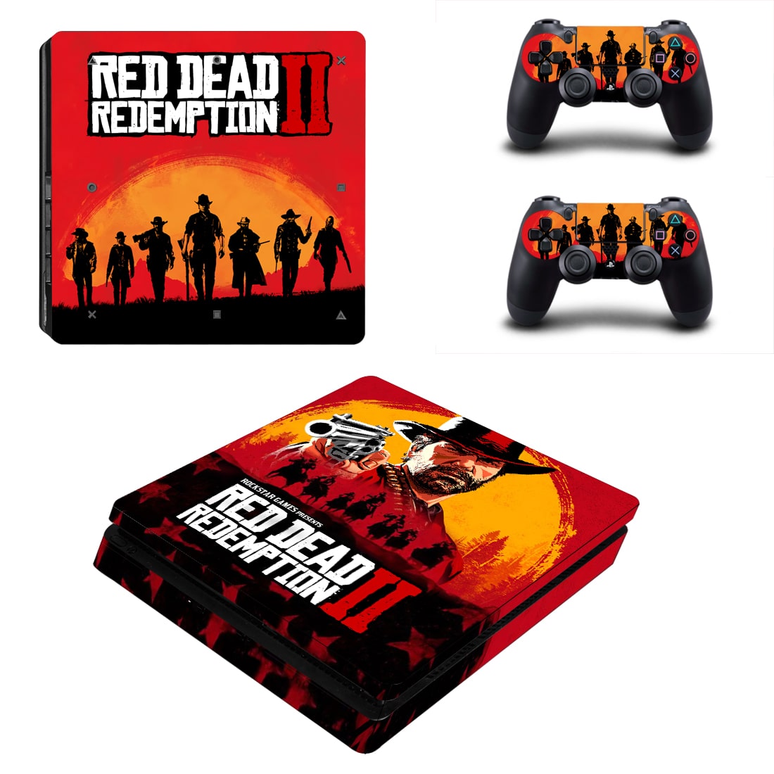 

Виниловые наклейки на PS4 SLIM и Dualshock Read Dead Redemption 2 Sony PlayStation 4 Custom Skin Playsole Games (PG120)