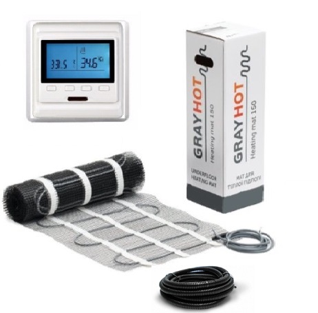 

Теплый пол Grayhot нагревательный двухжильный мат 1531Вт 10,2м2 в комплекте с программируемым терморегулятором(T00484)