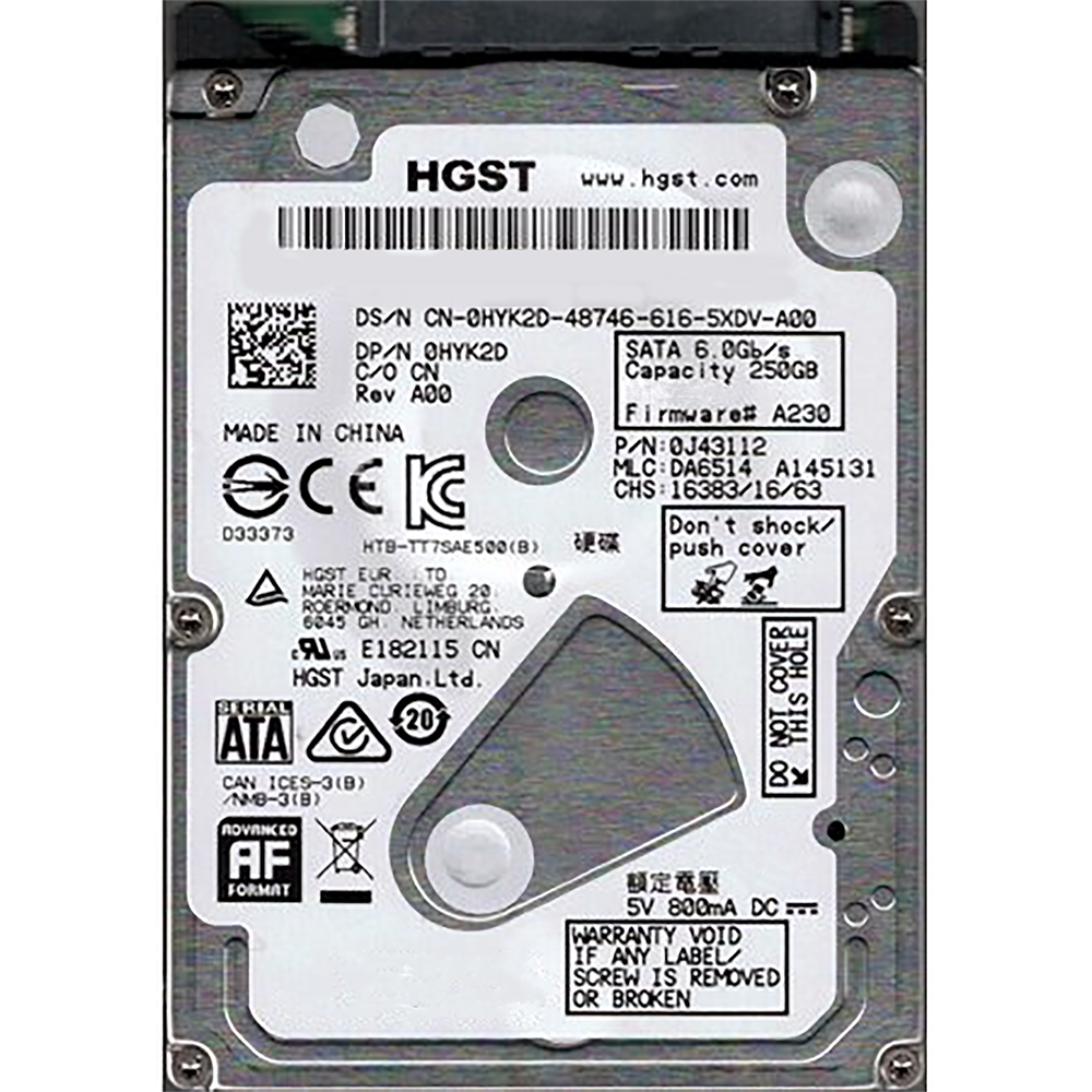 

Жорсткий диск Hitachi 250GB 7200rpm 32MB 2.5 SATA III заводське відновлення HTS725025A7E630 (0J38072-FR) - Refurbished