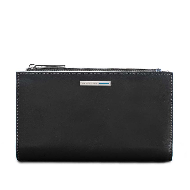 

Портмоне кожаное Piquadro Blue Square Black с отдел. для монет на молнии+RFID защ