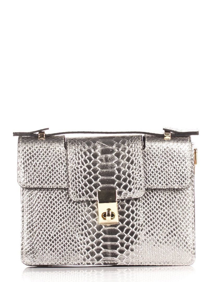 

Кожаный клатч Italian Bags Серебристый
