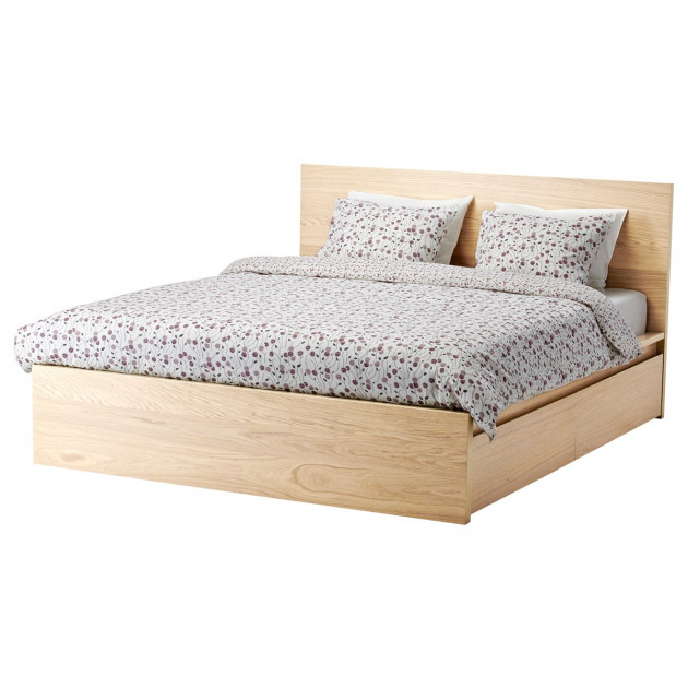 

Каркас кровати с 2 ящиками IKEA MALM 180x200 см Дубовый шпон беленый 891.766.04