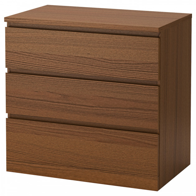 

Комод IKEA MALM с 3 ящиками коричневая морилка 804.035.59