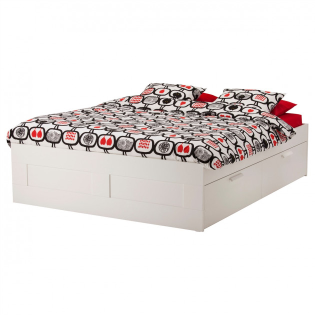 

Каркас кровати с 2 ящиками IKEA BRIMNES Леирсунд 140x200 см Белый 990.196.61