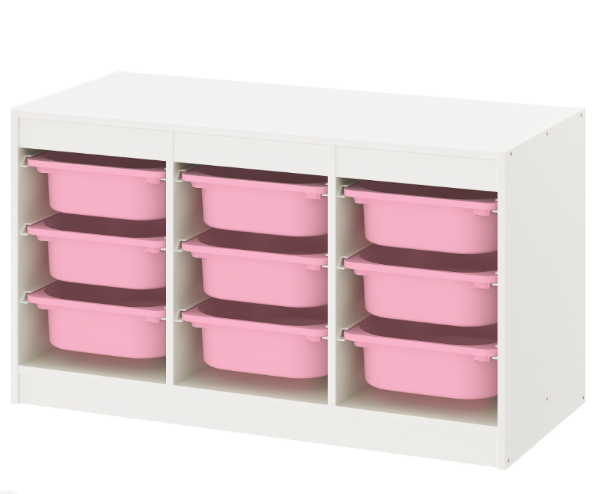 

Стеллаж с контейнерами IKEA TROFAST 99x44x56 см белый, розовый 793.315.54