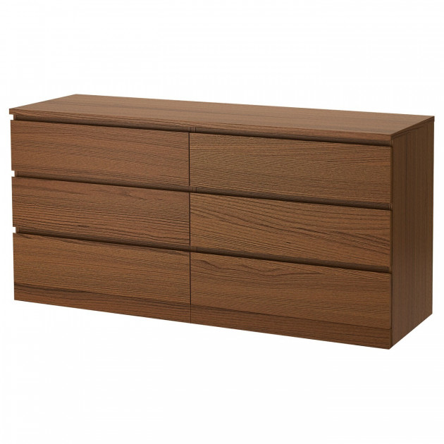 

Комод IKEA MALM с 6 ящиками коричневая морилка ясеневый шпон 004.035.82