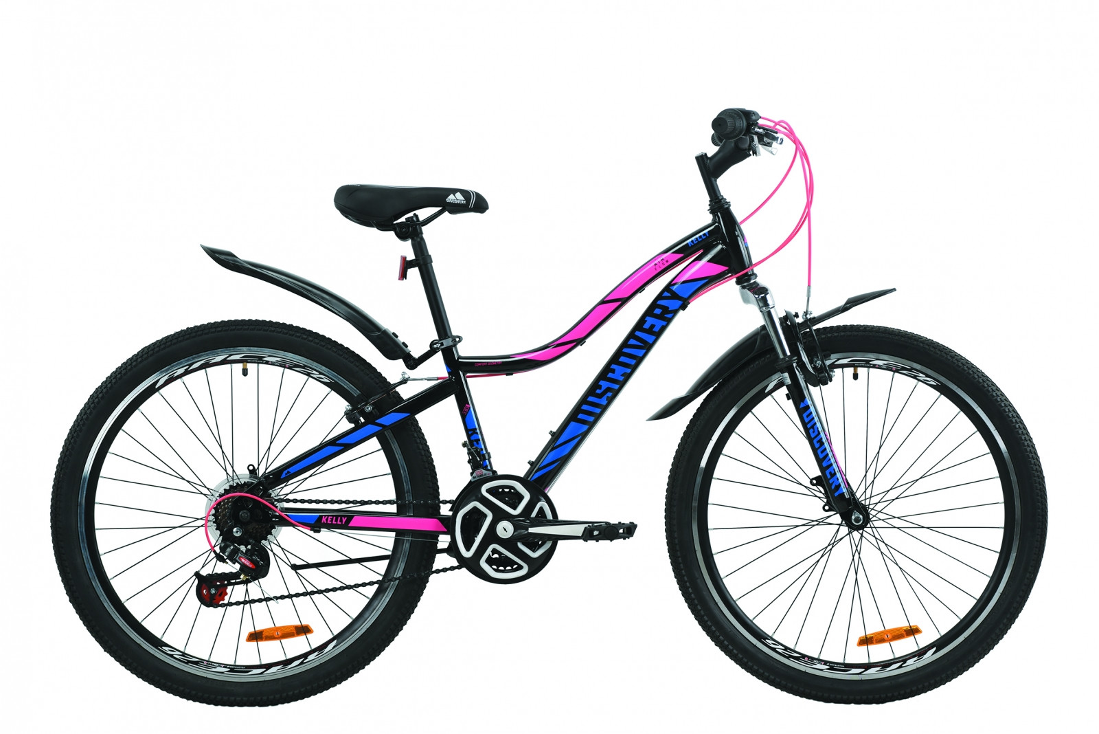 

Велосипед Discovery Kelly AM V-BR 26" 2020 Черно-малиновый с голубым Рама 13.5"